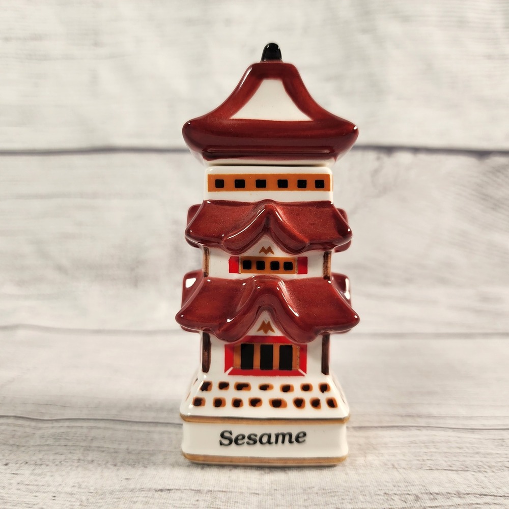 Danbury Mint Japanese Pagoda Sesame Spice Jar Spices of the World Porcelain